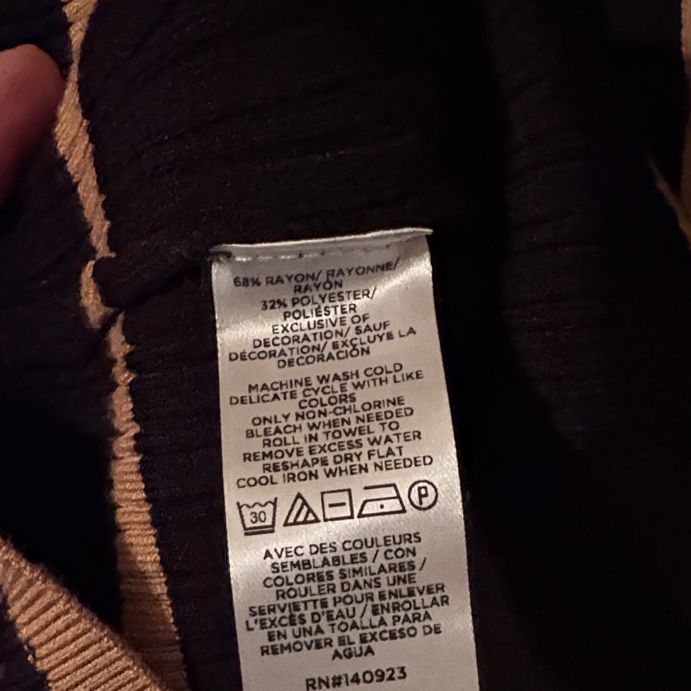 LOFT Black Cardigan with Tan Trim - Picture 7 of 8